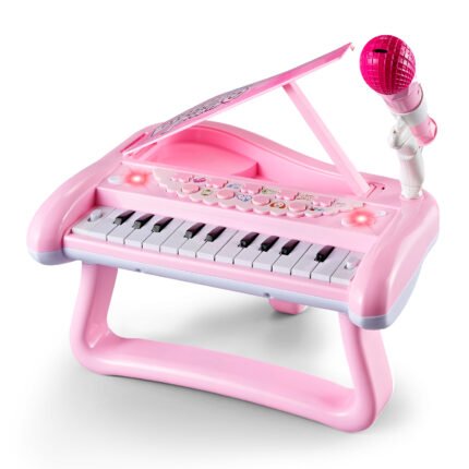 Tepear First Birthday Toddler Piano Toys for 1 Year Old Girls, Baby Musical Keyboard 22 Keys Kids Age 2 3 Play Instrument with Microphone