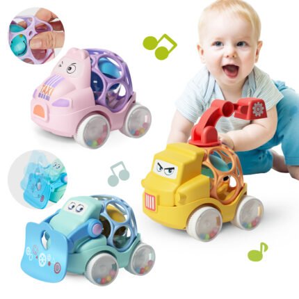 Tepear Baby Toy Cars for Toddlers 1-3, Toy Cars for 1 Year Old Boy and Girl, Extra Large Push and Go Rattle Car for Baby Boys 6-9-12-18 Months, First Birthday Gifts for Rattles Noisy Trucks Active Infant
